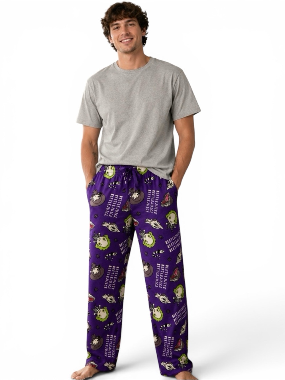 Beetlejuice Bioworld Chibi Sandworm Graphic Pajama Lounge Sleep Pants Mens XL